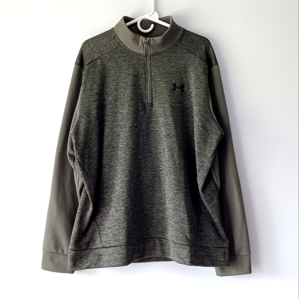 Under Armour Men's Quarter Zip Pullover Fleece Mockneck Army Olive Green XL